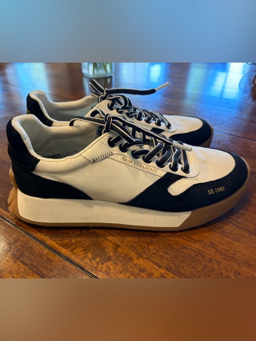 Sam Edelman Layla Sneakers, Black Suede/ White Nylon, 8.5 - Picture 8 of 11